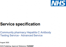 Service specification: Community pharmacy Hepatitis C Antibody Testing Service: Advanced Service
